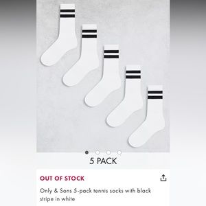 Only & Sons White Tennis Socks with Black Stripe (4 pack)